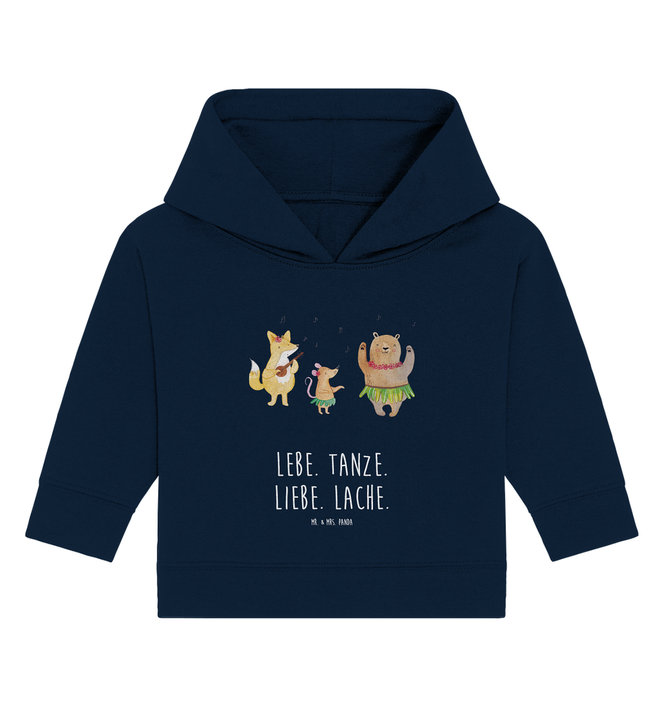 Organic Baby Hoodie Waldtiere Aloha Baby Kapuzenshirt, Baby Kapuzensweatshirt, Baby Hoodie, Baby Pullover, Tiermotive, Gute Laune, lustige Sprüche, Tiere, Wald, Waldtiere, Musik, Aloha, Bär, Hase, Igel, Tanzen, Leben, Lachen