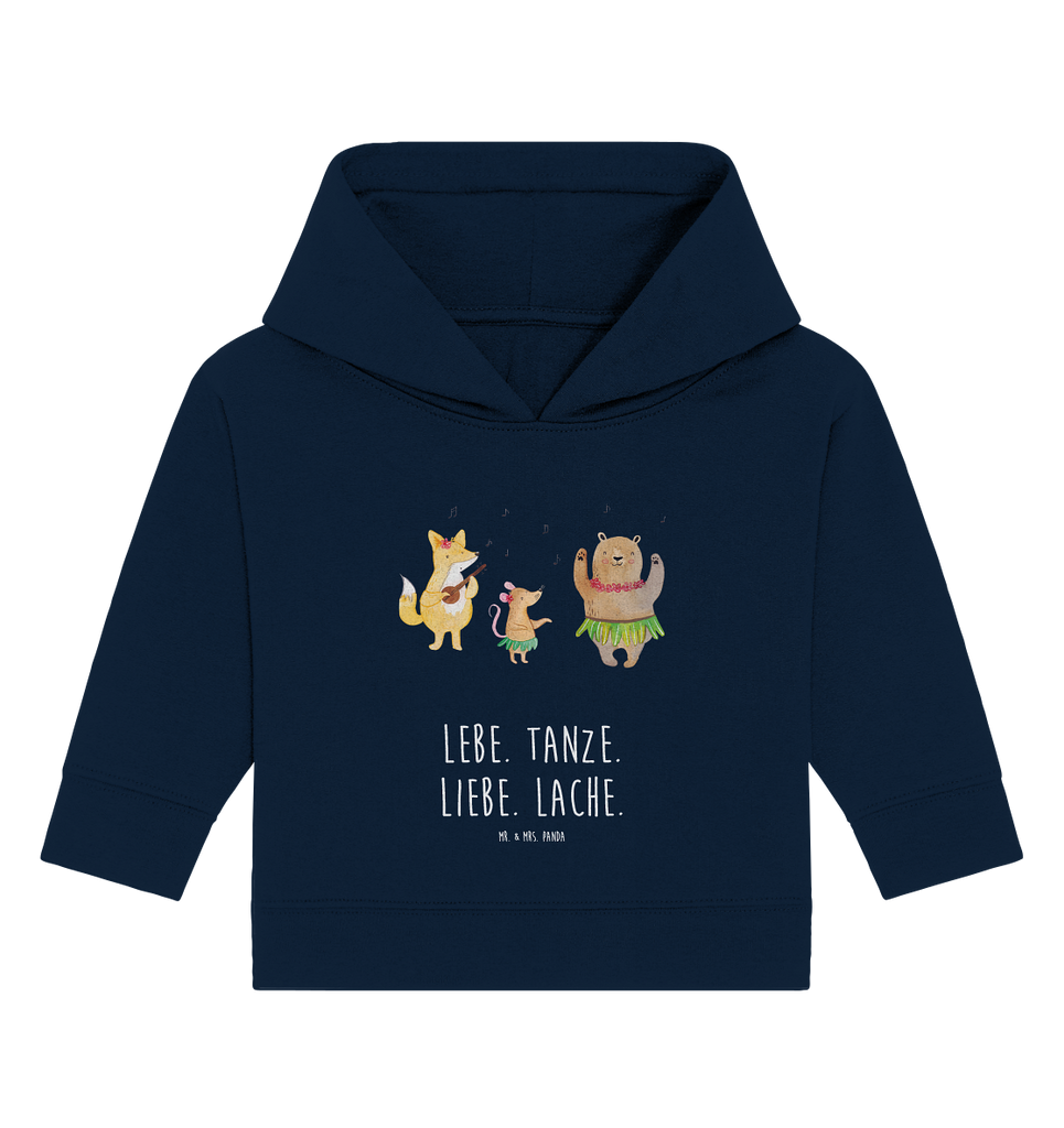 Organic Baby Hoodie Waldtiere Aloha Baby Kapuzenshirt, Baby Kapuzensweatshirt, Baby Hoodie, Baby Pullover, Tiermotive, Gute Laune, lustige Sprüche, Tiere, Wald, Waldtiere, Musik, Aloha, Bär, Hase, Igel, Tanzen, Leben, Lachen