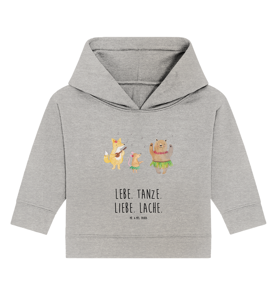 Organic Baby Hoodie Waldtiere Aloha Baby Kapuzenshirt, Baby Kapuzensweatshirt, Baby Hoodie, Baby Pullover, Tiermotive, Gute Laune, lustige Sprüche, Tiere, Wald, Waldtiere, Musik, Aloha, Bär, Hase, Igel, Tanzen, Leben, Lachen