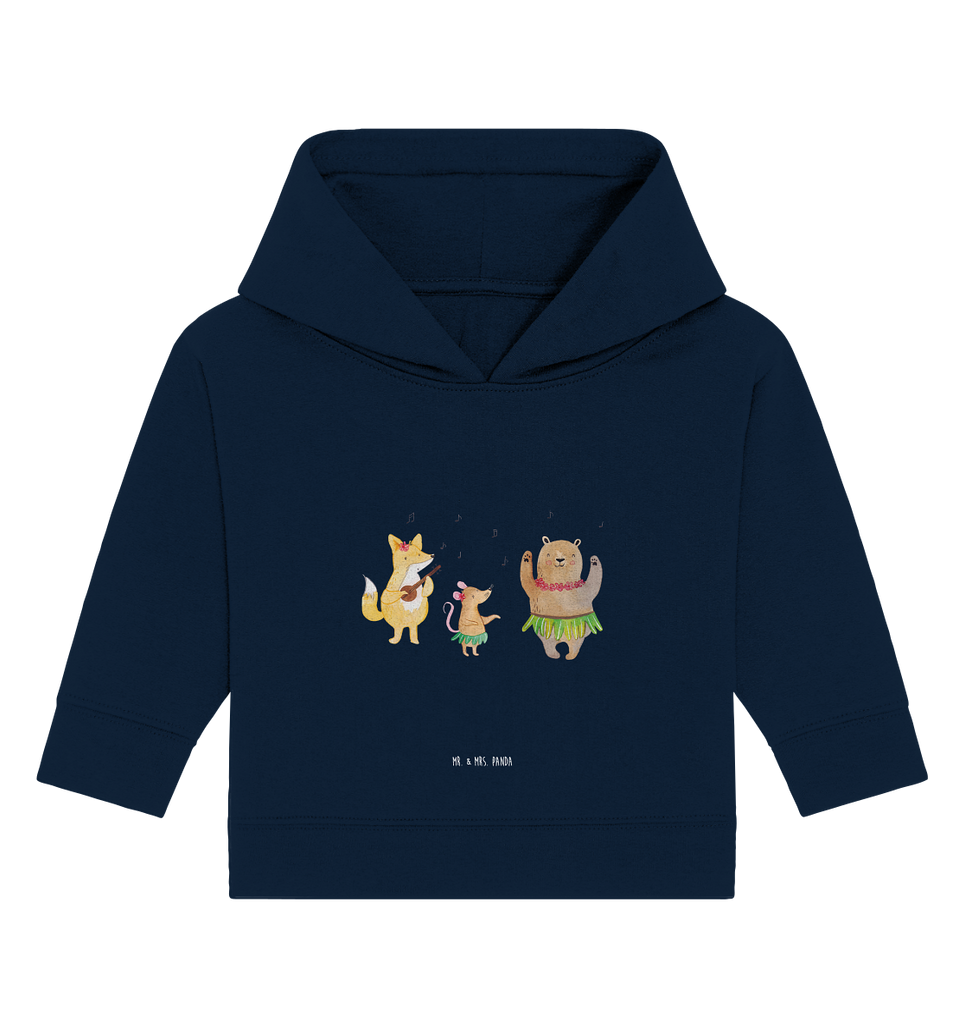 Organic Baby Hoodie Waldtiere Aloha Baby Kapuzenshirt, Baby Kapuzensweatshirt, Baby Hoodie, Baby Pullover, Tiermotive, Gute Laune, lustige Sprüche, Tiere, Wald, Waldtiere, Musik, Aloha, Bär, Hase, Igel, Tanzen, Leben, Lachen