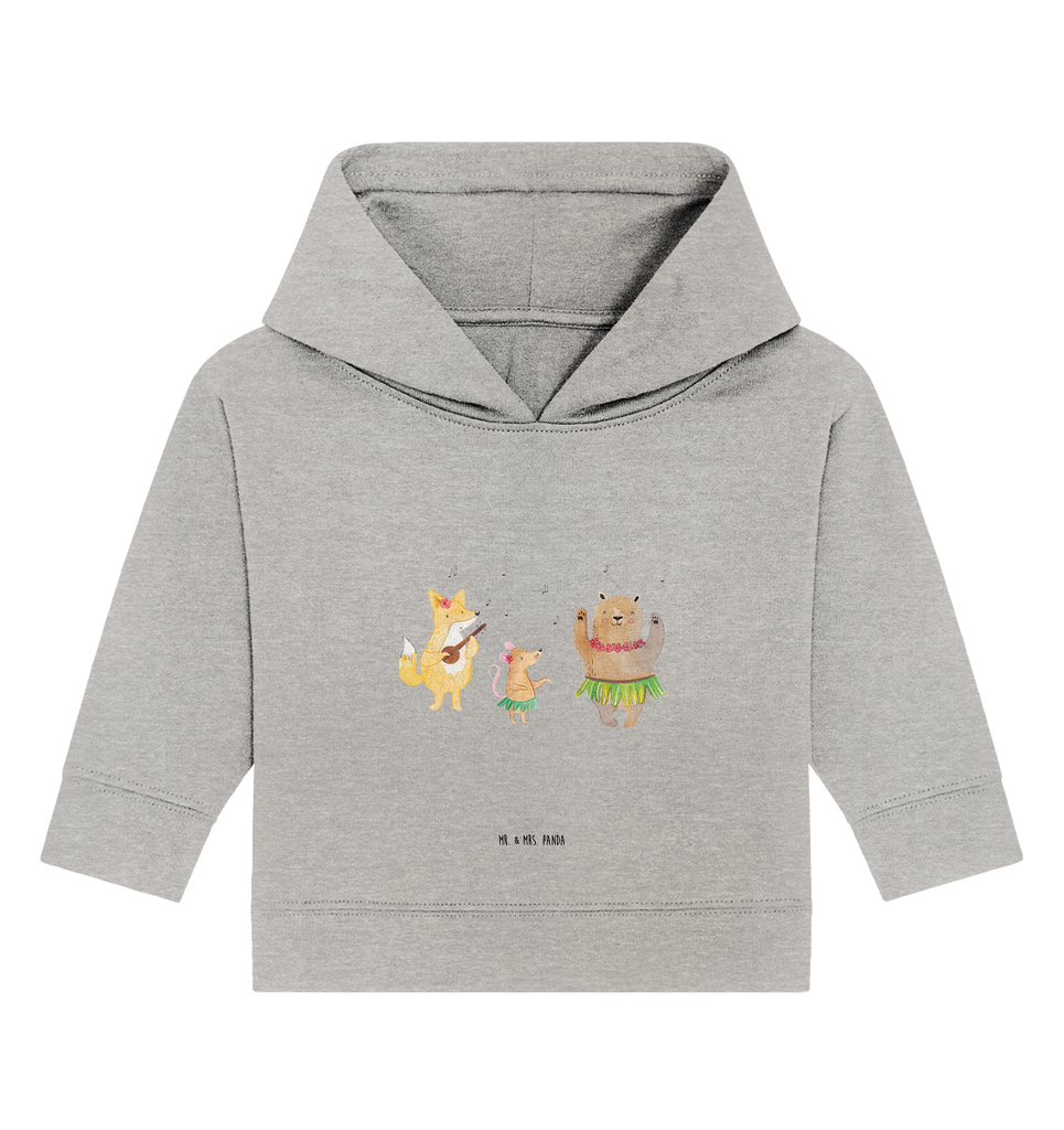 Organic Baby Hoodie Waldtiere Aloha Baby Kapuzenshirt, Baby Kapuzensweatshirt, Baby Hoodie, Baby Pullover, Tiermotive, Gute Laune, lustige Sprüche, Tiere, Wald, Waldtiere, Musik, Aloha, Bär, Hase, Igel, Tanzen, Leben, Lachen