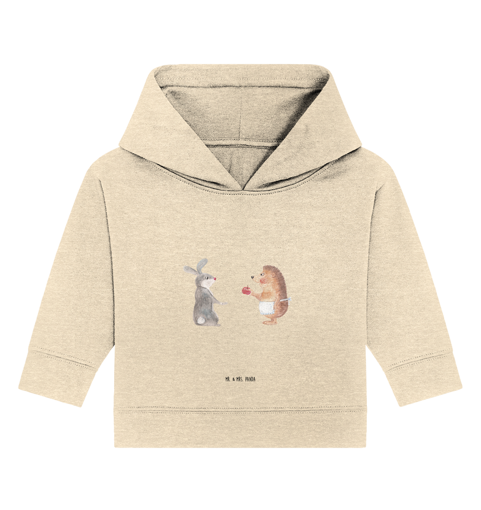 Organic Baby Hoodie Liebe ist nie ohne Schmerz Baby Kapuzenshirt, Baby Kapuzensweatshirt, Baby Hoodie, Baby Pullover, Tiermotive, Gute Laune, lustige Sprüche, Tiere, Igel und Hase, Igel, Hase, Liebe Spruch, Liebeskummer Geschenk, Herzschmerz, Trösten, Trennungsschmerz, Spruch romantisch