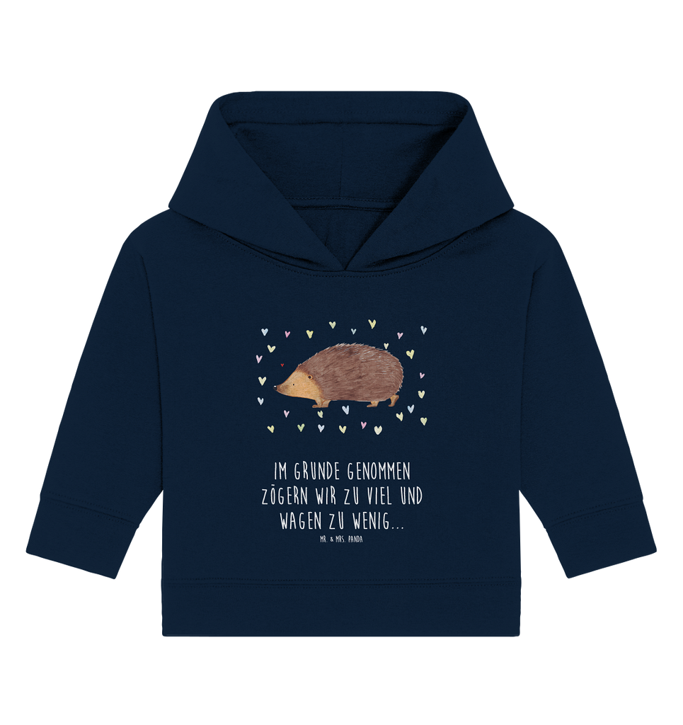 Organic Baby Hoodie Igel Herzen Baby Kapuzenshirt, Baby Kapuzensweatshirt, Baby Hoodie, Baby Pullover, Tiermotive, Gute Laune, lustige Sprüche, Tiere, Liebe, Herz, Herzen, Igel, Vertrauen, Kuss, Leben