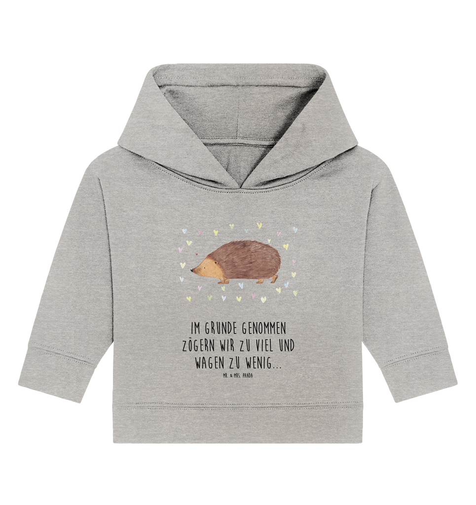 Organic Baby Hoodie Igel Herzen Baby Kapuzenshirt, Baby Kapuzensweatshirt, Baby Hoodie, Baby Pullover, Tiermotive, Gute Laune, lustige Sprüche, Tiere, Liebe, Herz, Herzen, Igel, Vertrauen, Kuss, Leben