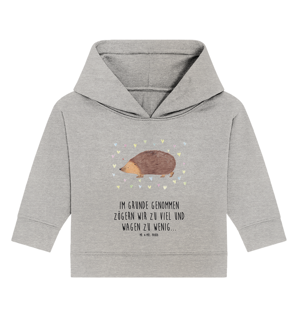 Organic Baby Hoodie Igel Herzen Baby Kapuzenshirt, Baby Kapuzensweatshirt, Baby Hoodie, Baby Pullover, Tiermotive, Gute Laune, lustige Sprüche, Tiere, Liebe, Herz, Herzen, Igel, Vertrauen, Kuss, Leben