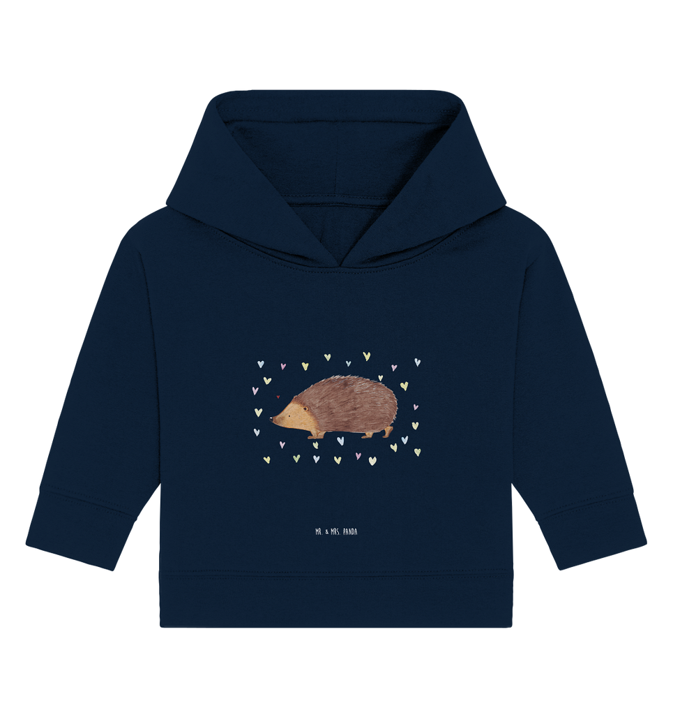 Organic Baby Hoodie Igel Herzen Baby Kapuzenshirt, Baby Kapuzensweatshirt, Baby Hoodie, Baby Pullover, Tiermotive, Gute Laune, lustige Sprüche, Tiere, Liebe, Herz, Herzen, Igel, Vertrauen, Kuss, Leben