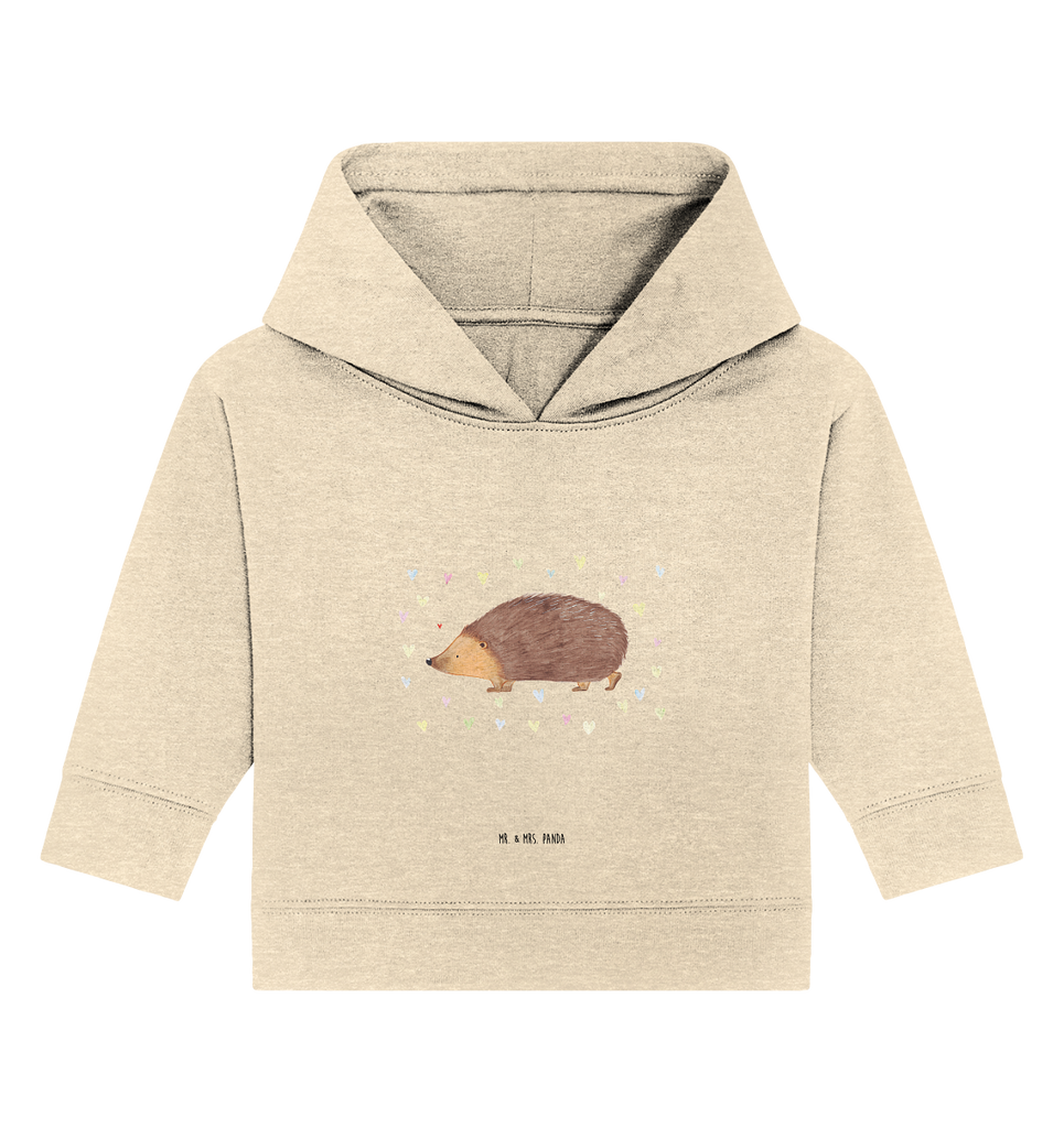 Organic Baby Hoodie Igel Herzen Baby Kapuzenshirt, Baby Kapuzensweatshirt, Baby Hoodie, Baby Pullover, Tiermotive, Gute Laune, lustige Sprüche, Tiere, Liebe, Herz, Herzen, Igel, Vertrauen, Kuss, Leben