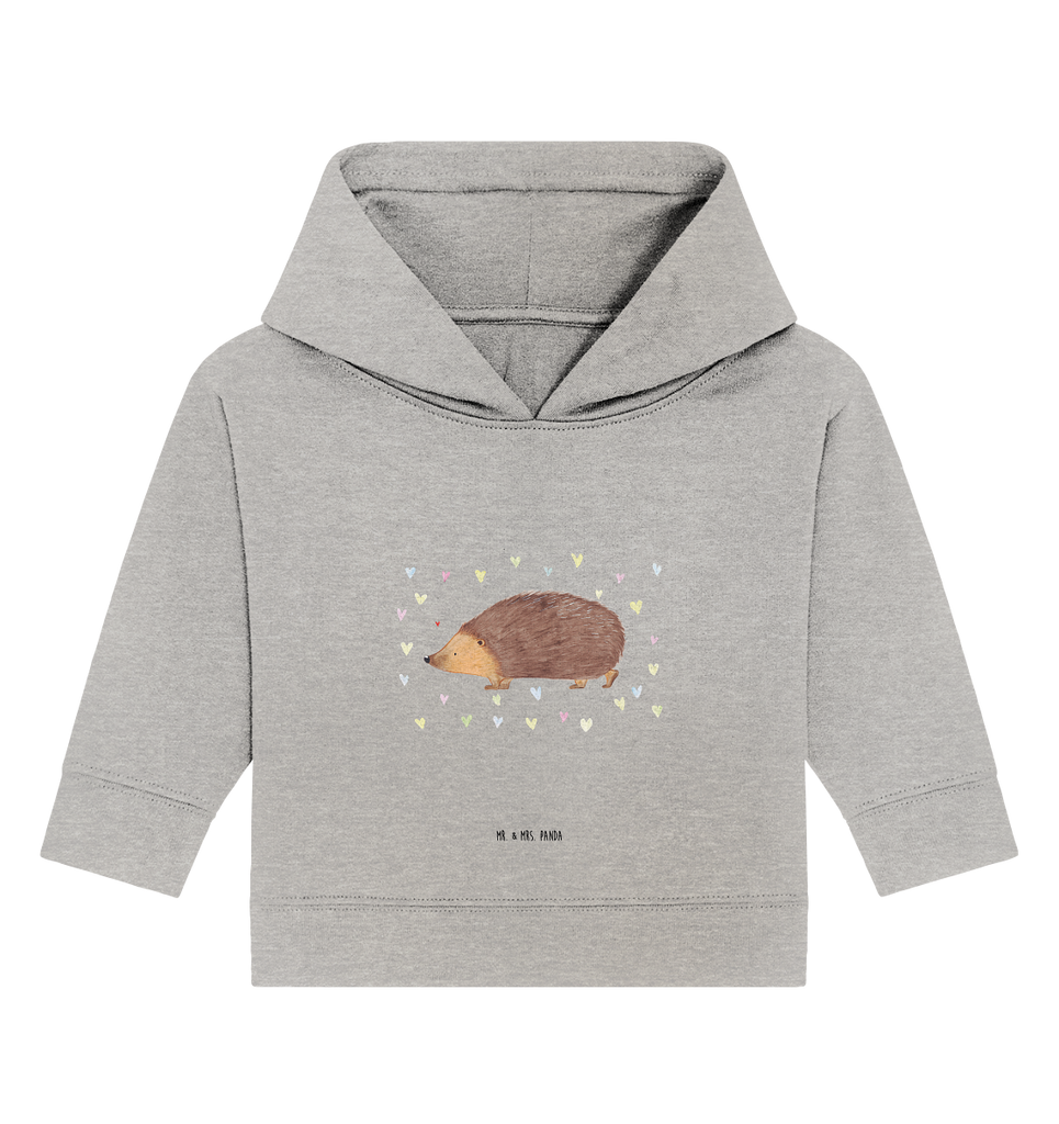 Organic Baby Hoodie Igel Herzen Baby Kapuzenshirt, Baby Kapuzensweatshirt, Baby Hoodie, Baby Pullover, Tiermotive, Gute Laune, lustige Sprüche, Tiere, Liebe, Herz, Herzen, Igel, Vertrauen, Kuss, Leben