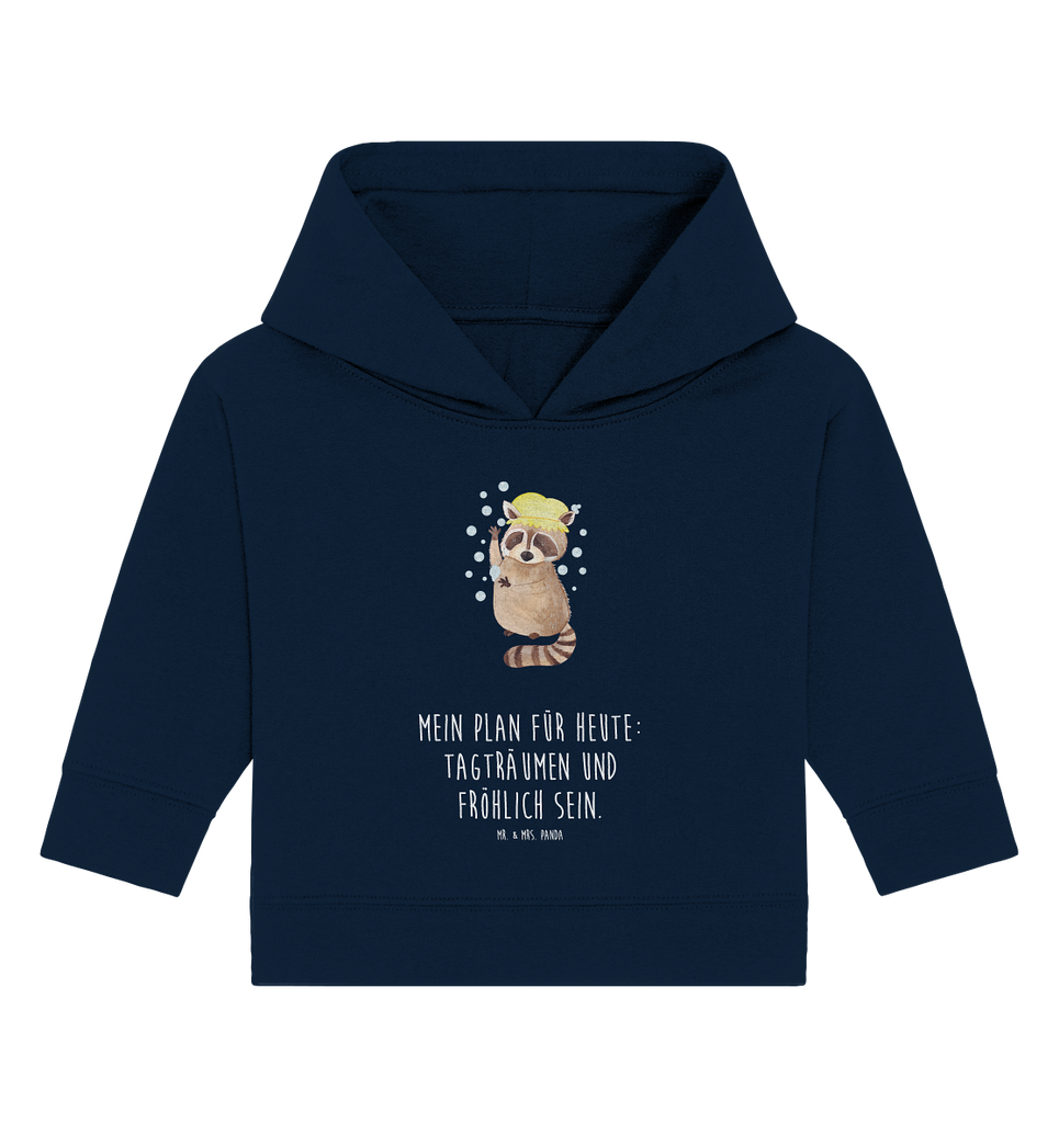 Organic Baby Hoodie Waschbär Baby Kapuzenshirt, Baby Kapuzensweatshirt, Baby Hoodie, Baby Pullover, Tiermotive, Gute Laune, lustige Sprüche, Tiere, Waschbär, Tagträumen, Plan, Fröhlich, waschen, Seifenblasen
