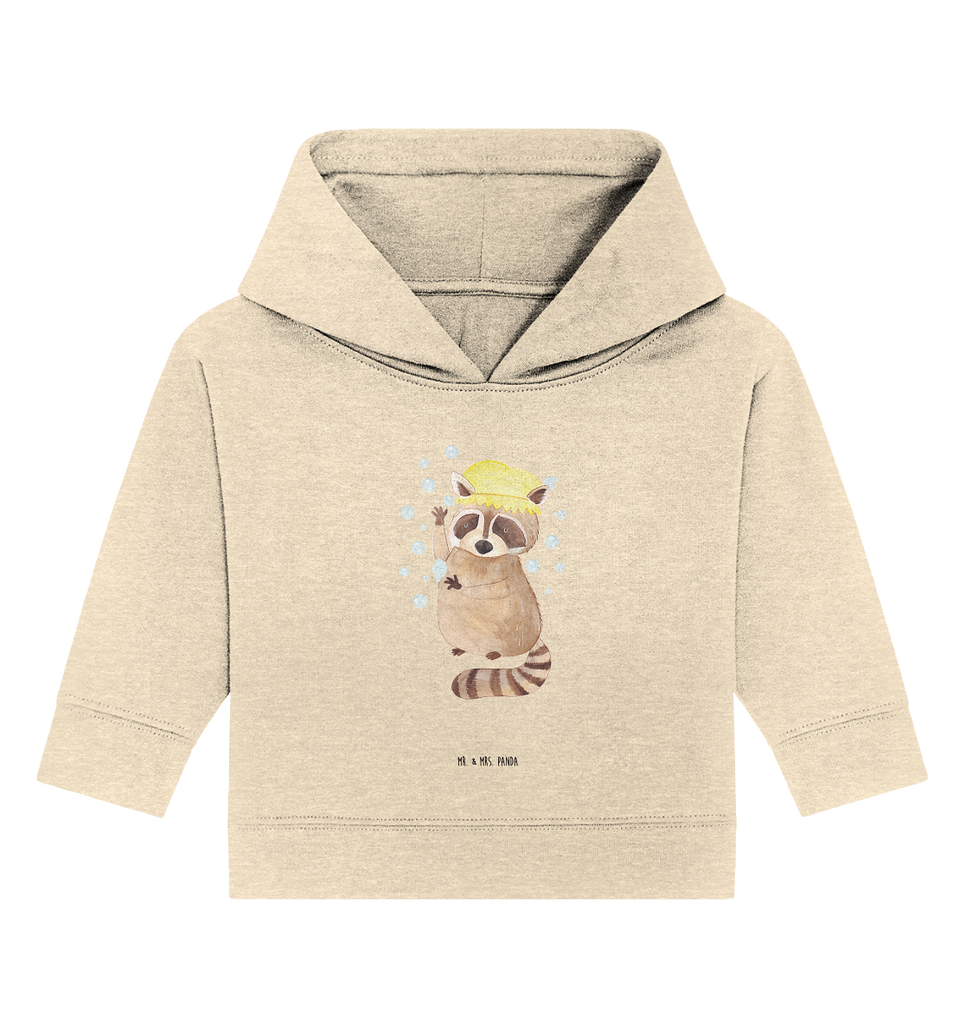Organic Baby Hoodie Waschbär Baby Kapuzenshirt, Baby Kapuzensweatshirt, Baby Hoodie, Baby Pullover, Tiermotive, Gute Laune, lustige Sprüche, Tiere, Waschbär, Tagträumen, Plan, Fröhlich, waschen, Seifenblasen