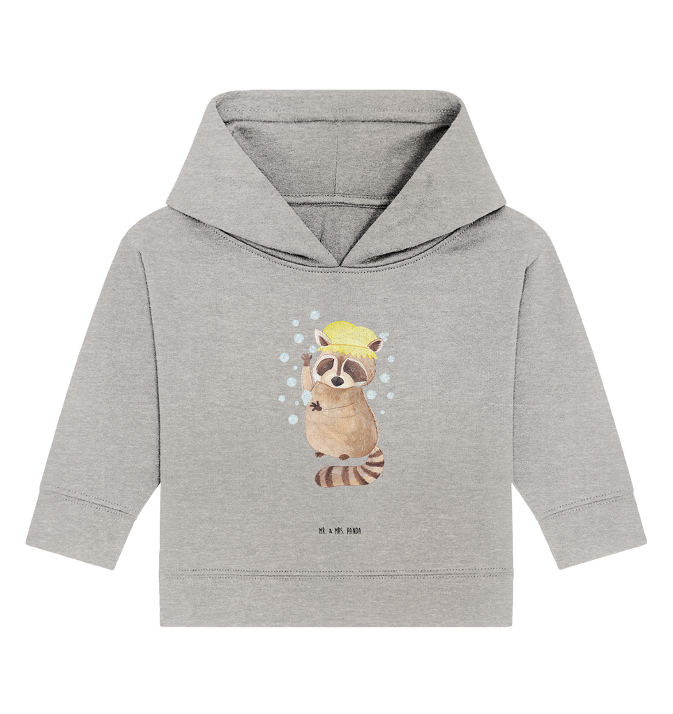 Organic Baby Hoodie Waschbär Baby Kapuzenshirt, Baby Kapuzensweatshirt, Baby Hoodie, Baby Pullover, Tiermotive, Gute Laune, lustige Sprüche, Tiere, Waschbär, Tagträumen, Plan, Fröhlich, waschen, Seifenblasen