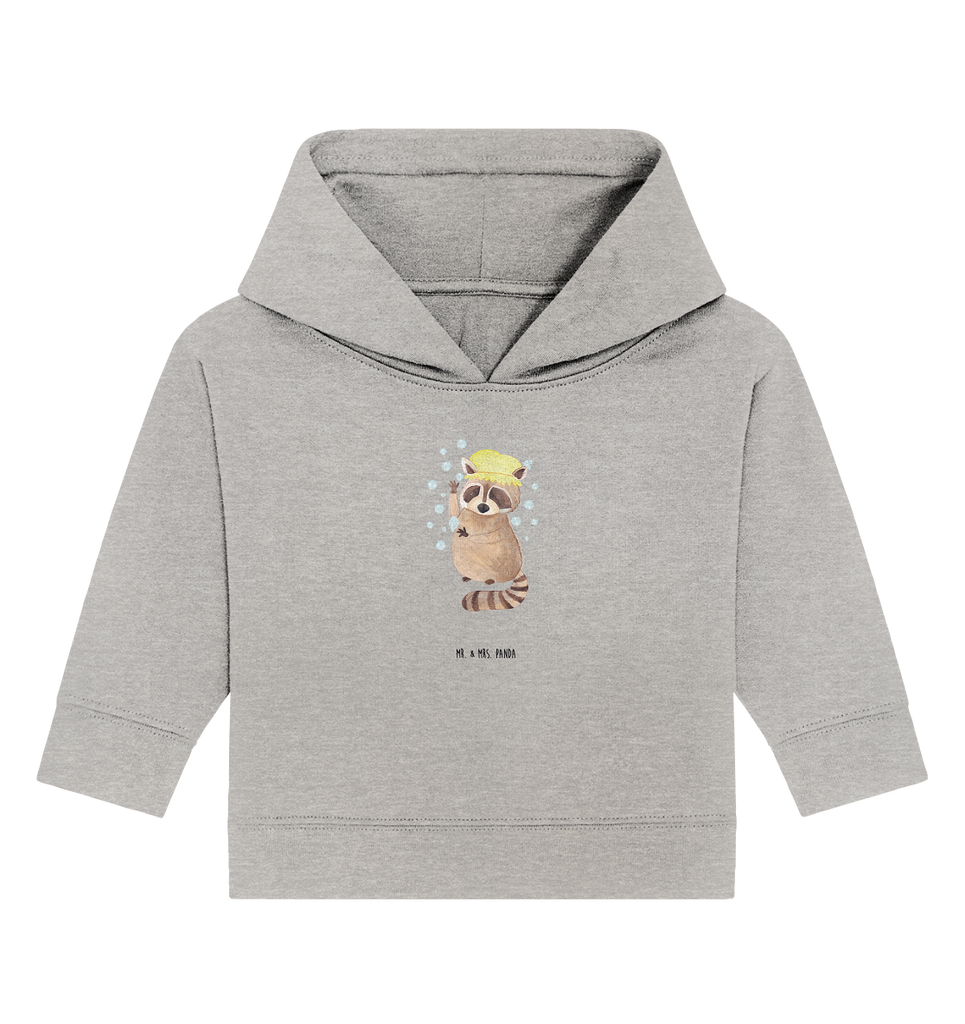 Organic Baby Hoodie Waschbär Baby Kapuzenshirt, Baby Kapuzensweatshirt, Baby Hoodie, Baby Pullover, Tiermotive, Gute Laune, lustige Sprüche, Tiere, Waschbär, Tagträumen, Plan, Fröhlich, waschen, Seifenblasen