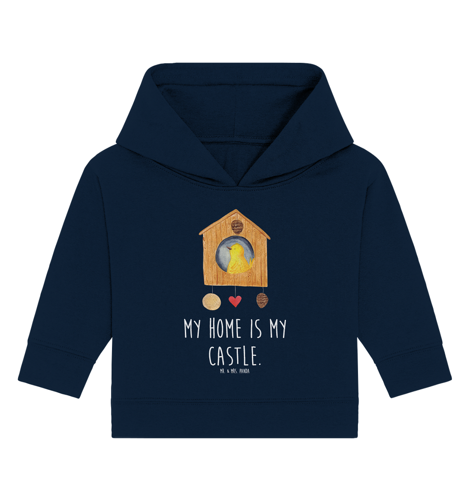 Organic Baby Hoodie Vogelhaus Baby Kapuzenshirt, Baby Kapuzensweatshirt, Baby Hoodie, Baby Pullover, Tiermotive, Gute Laune, lustige Sprüche, Tiere, Vogel, Vögel, Vogelhaus, Vogelhäuschen, Home sweet home, Zuhause, Nest, Eigenheim, Familie, Wohnung, Haus, unser Haus, Lieblingsort, Castle
