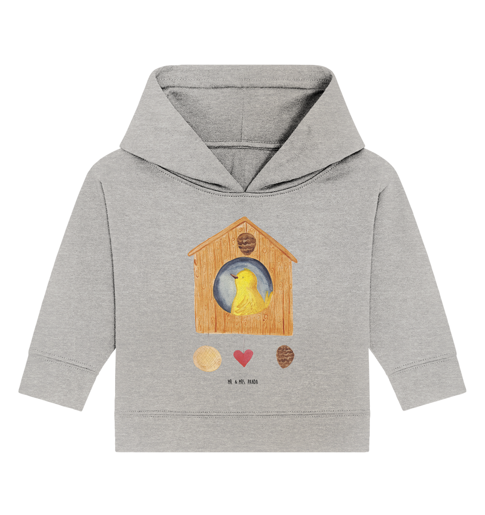 Organic Baby Hoodie Vogelhaus sweet Home Baby Kapuzenshirt, Baby Kapuzensweatshirt, Baby Hoodie, Baby Pullover, Tiermotive, Gute Laune, lustige Sprüche, Tiere, Vogelhaus, Vogel, Home sweet Home, Einzug, Umzug, Geschenk, Einzugsgeschenk, Hausbau, Haus