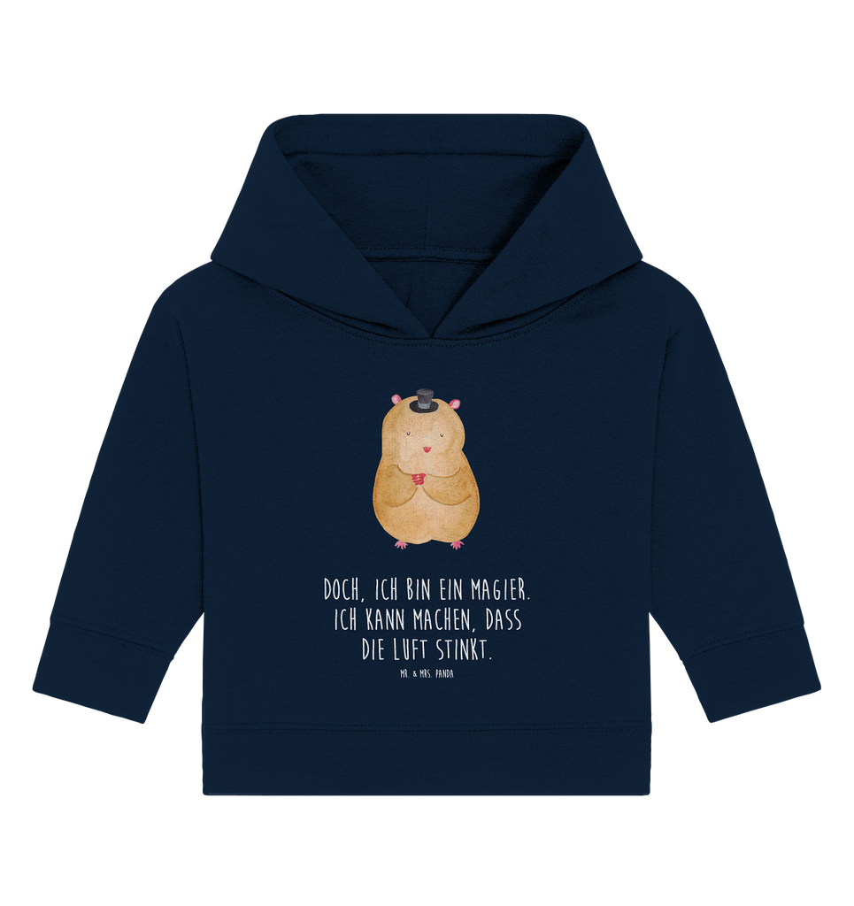 Organic Baby Hoodie Hamster mit Hut Baby Kapuzenshirt, Baby Kapuzensweatshirt, Baby Hoodie, Baby Pullover, Tiermotive, Gute Laune, lustige Sprüche, Tiere, Hamster, Hut, Magier, Zylinder, Zwerghamster, Zauberer, Houdini