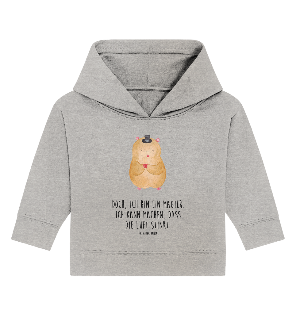 Organic Baby Hoodie Hamster mit Hut Baby Kapuzenshirt, Baby Kapuzensweatshirt, Baby Hoodie, Baby Pullover, Tiermotive, Gute Laune, lustige Sprüche, Tiere, Hamster, Hut, Magier, Zylinder, Zwerghamster, Zauberer, Houdini