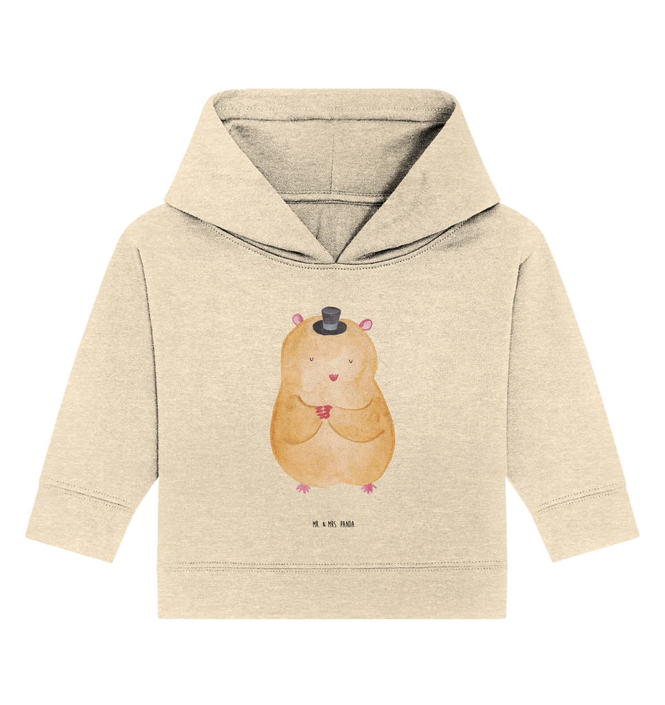 Organic Baby Hoodie Hamster mit Hut Baby Kapuzenshirt, Baby Kapuzensweatshirt, Baby Hoodie, Baby Pullover, Tiermotive, Gute Laune, lustige Sprüche, Tiere, Hamster, Hut, Magier, Zylinder, Zwerghamster, Zauberer, Houdini