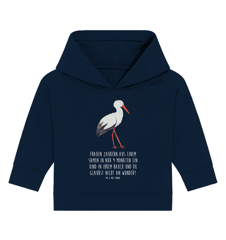 Organic Baby Hoodie Storch Baby Kapuzenshirt, Baby Kapuzensweatshirt, Baby Hoodie, Baby Pullover, Tiermotive, Gute Laune, lustige Sprüche, Tiere, Storch, Störche, Schwangerschaft, Geburt, Mutter, Mütter, Mutter werden, Schwanger, Babybauch, Baby