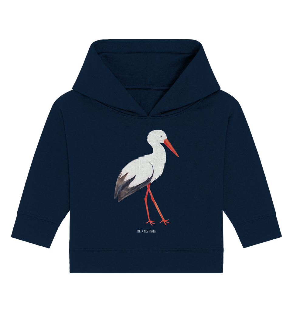 Organic Baby Hoodie Storch Baby Kapuzenshirt, Baby Kapuzensweatshirt, Baby Hoodie, Baby Pullover, Tiermotive, Gute Laune, lustige Sprüche, Tiere, Storch, Störche, Schwangerschaft, Geburt, Mutter, Mütter, Mutter werden, Schwanger, Babybauch, Baby