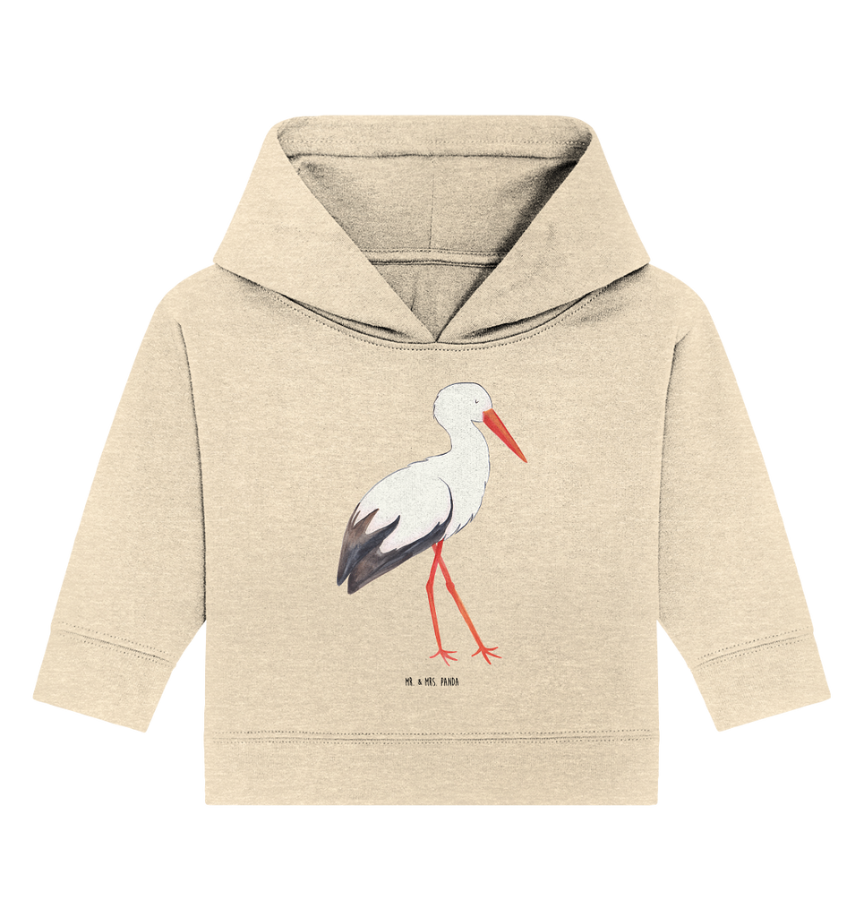 Organic Baby Hoodie Storch Baby Kapuzenshirt, Baby Kapuzensweatshirt, Baby Hoodie, Baby Pullover, Tiermotive, Gute Laune, lustige Sprüche, Tiere, Storch, Störche, Schwangerschaft, Geburt, Mutter, Mütter, Mutter werden, Schwanger, Babybauch, Baby