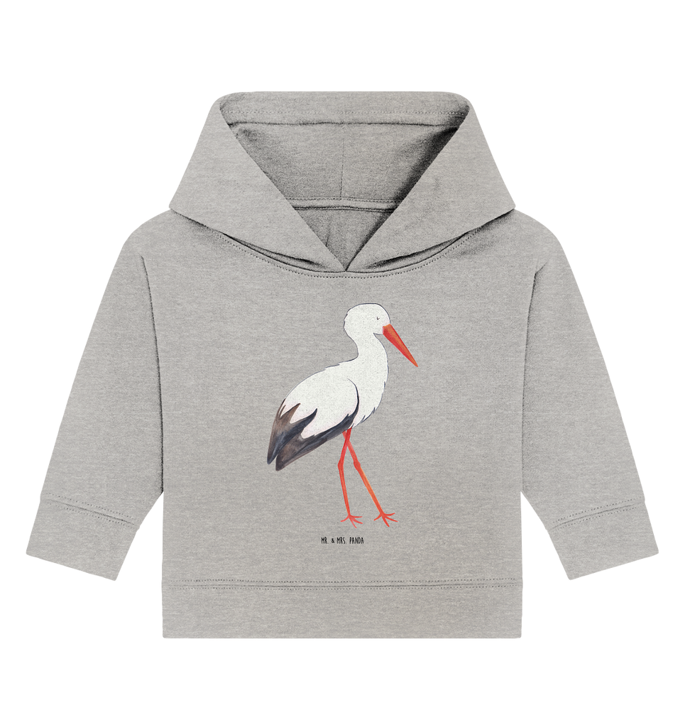 Organic Baby Hoodie Storch Baby Kapuzenshirt, Baby Kapuzensweatshirt, Baby Hoodie, Baby Pullover, Tiermotive, Gute Laune, lustige Sprüche, Tiere, Storch, Störche, Schwangerschaft, Geburt, Mutter, Mütter, Mutter werden, Schwanger, Babybauch, Baby