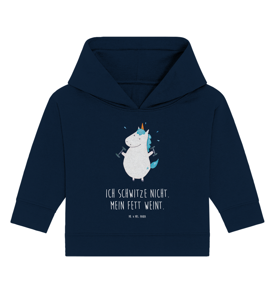 Organic Baby Hoodie Einhorn Fitness Baby Kapuzenshirt, Baby Kapuzensweatshirt, Baby Hoodie, Baby Pullover, Einhorn, Einhörner, Einhorn Deko, Pegasus, Unicorn, Gym, Fitness, Fitnessstudio, Diät, Abnehmen, Sport, Pumpen, Geräte, Sixpack
