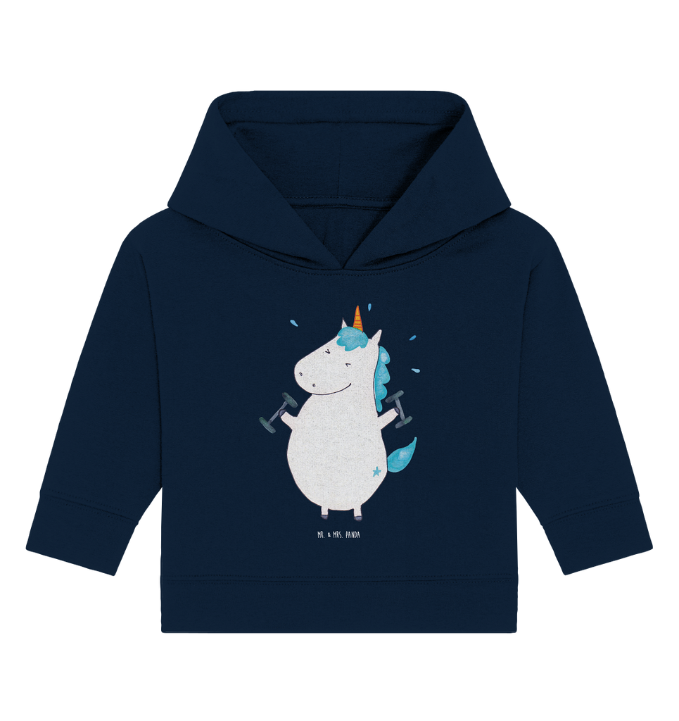 Organic Baby Hoodie Einhorn Fitness Baby Kapuzenshirt, Baby Kapuzensweatshirt, Baby Hoodie, Baby Pullover, Einhorn, Einhörner, Einhorn Deko, Pegasus, Unicorn, Gym, Fitness, Fitnessstudio, Diät, Abnehmen, Sport, Pumpen, Geräte, Sixpack