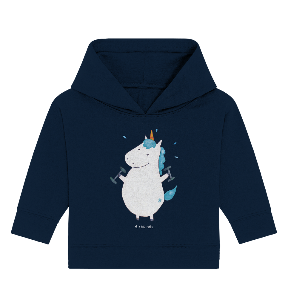 Organic Baby Hoodie Einhorn Fitness Baby Kapuzenshirt, Baby Kapuzensweatshirt, Baby Hoodie, Baby Pullover, Einhorn, Einhörner, Einhorn Deko, Pegasus, Unicorn, Gym, Fitness, Fitnessstudio, Diät, Abnehmen, Sport, Pumpen, Geräte, Sixpack
