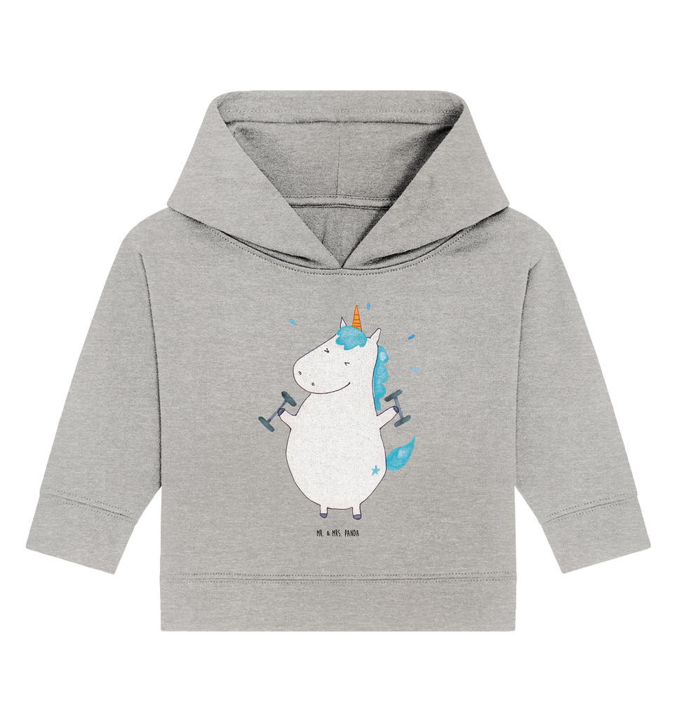 Organic Baby Hoodie Einhorn Fitness Baby Kapuzenshirt, Baby Kapuzensweatshirt, Baby Hoodie, Baby Pullover, Einhorn, Einhörner, Einhorn Deko, Pegasus, Unicorn, Gym, Fitness, Fitnessstudio, Diät, Abnehmen, Sport, Pumpen, Geräte, Sixpack