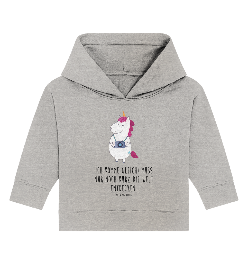 Organic Baby Hoodie Einhorn Fotograf Baby Kapuzenshirt, Baby Kapuzensweatshirt, Baby Hoodie, Baby Pullover, Einhorn, Einhörner, Einhorn Deko, Pegasus, Unicorn, Fotograf, Fotografie, Kamera, Reisen, Weltreise, Weltenbummler, Urlaub, Tourist, Kurztrip, Reise, Städtereise