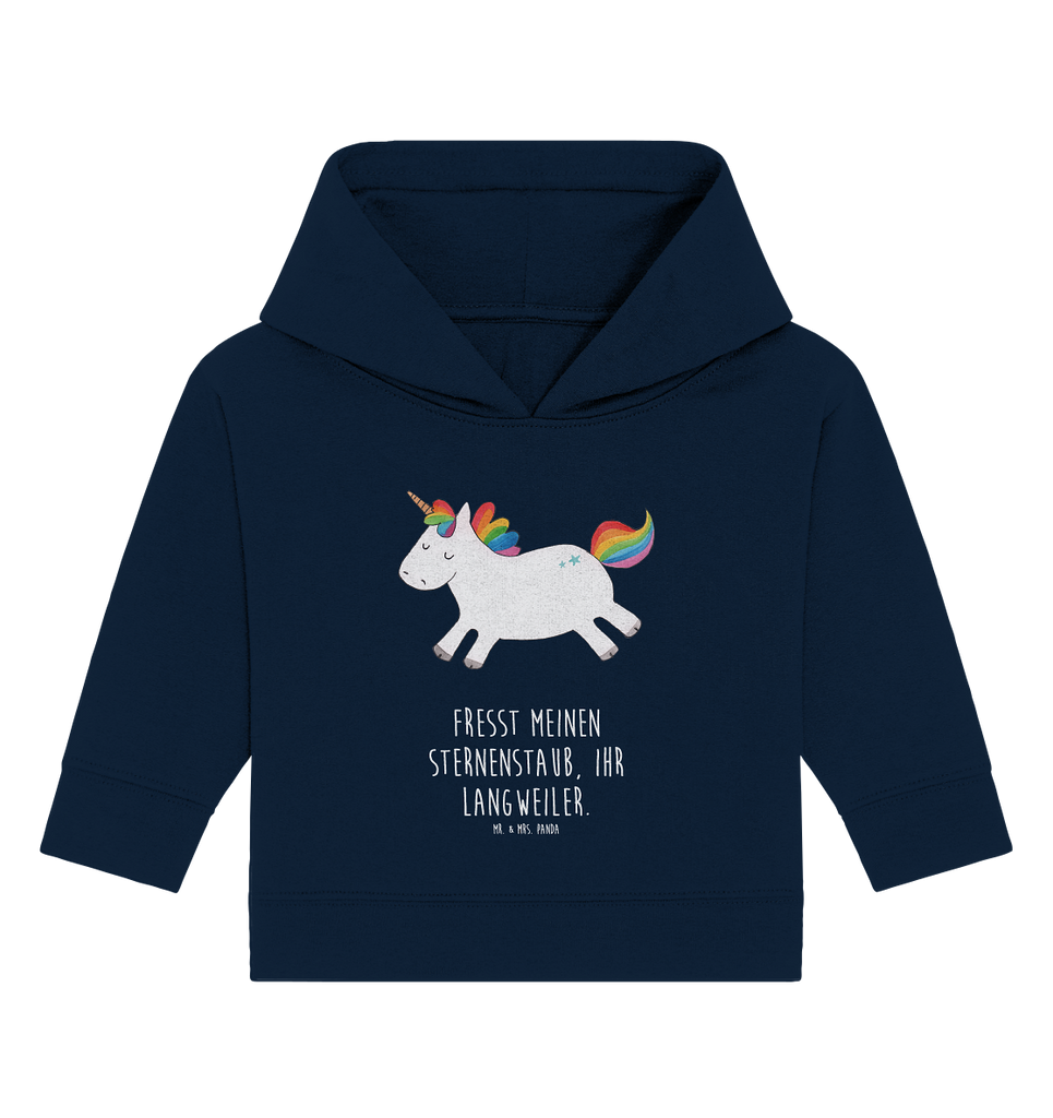 Organic Baby Hoodie Einhorn Happy Baby Kapuzenshirt, Baby Kapuzensweatshirt, Baby Hoodie, Baby Pullover, Einhorn, Einhörner, Einhorn Deko, Pegasus, Unicorn, glücklich, fröhlich, Spaß, Freude, Lebensfreude, witzig, spannend, Lächeln, Lachen