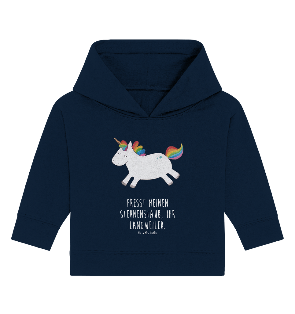 Organic Baby Hoodie Einhorn Happy Baby Kapuzenshirt, Baby Kapuzensweatshirt, Baby Hoodie, Baby Pullover, Einhorn, Einhörner, Einhorn Deko, Pegasus, Unicorn, glücklich, fröhlich, Spaß, Freude, Lebensfreude, witzig, spannend, Lächeln, Lachen