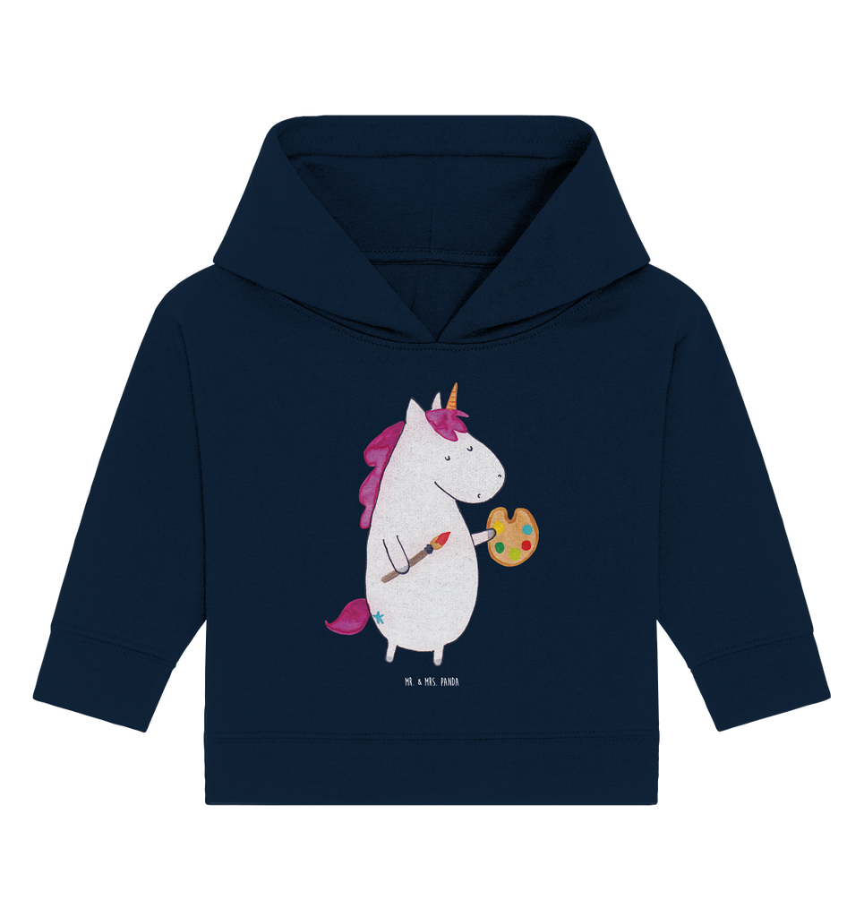 Organic Baby Hoodie Einhorn Künstler Bio, Baby Kapuzenshirt, Baby Kapuzensweatshirt, Baby Hoodie, Baby Pullover, Einhorn, Einhörner, Einhorn Deko, Pegasus, Unicorn, Englisch, Künstler, Artist, Malen, Zeichnen, Welt, Farbe, Stift, Pinsel, Geschenk, Maler