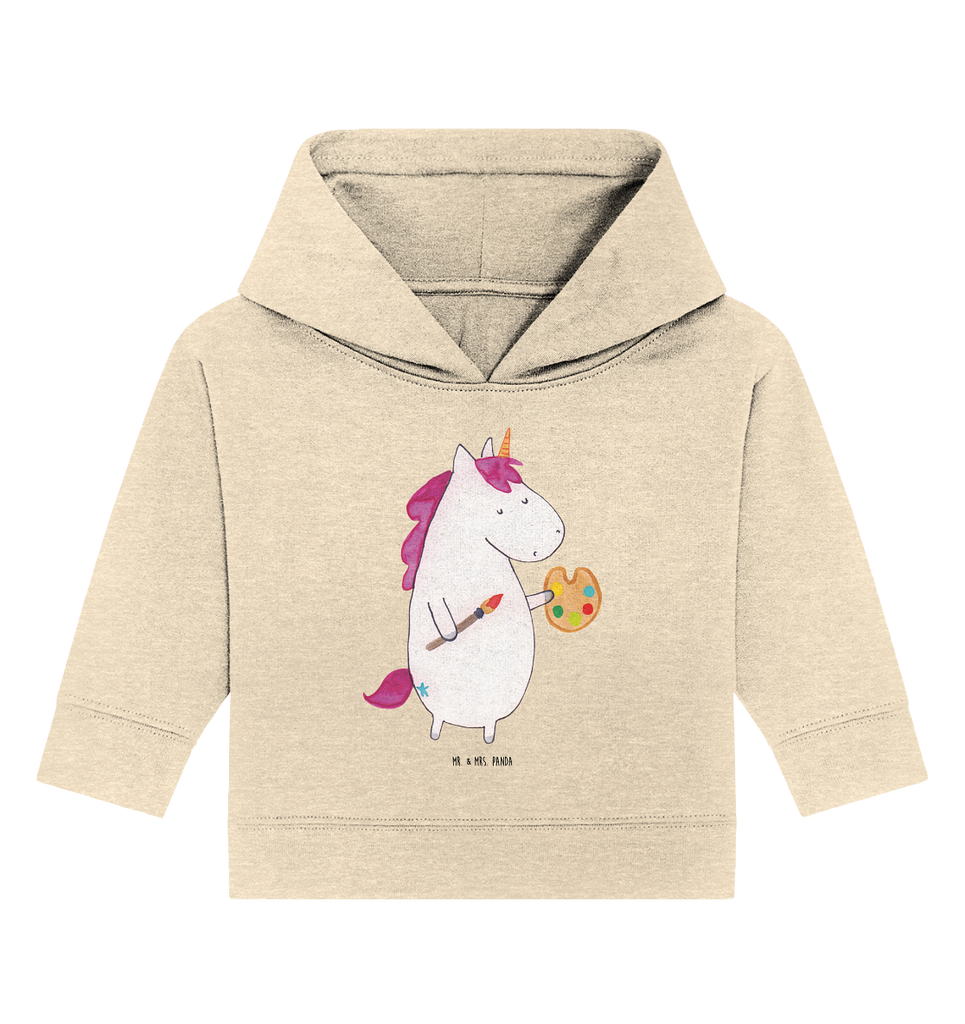 Organic Baby Hoodie Einhorn Künstler Bio, Baby Kapuzenshirt, Baby Kapuzensweatshirt, Baby Hoodie, Baby Pullover, Einhorn, Einhörner, Einhorn Deko, Pegasus, Unicorn, Englisch, Künstler, Artist, Malen, Zeichnen, Welt, Farbe, Stift, Pinsel, Geschenk, Maler