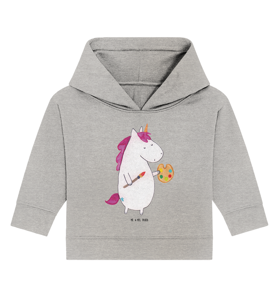 Organic Baby Hoodie Einhorn Künstler Bio, Baby Kapuzenshirt, Baby Kapuzensweatshirt, Baby Hoodie, Baby Pullover, Einhorn, Einhörner, Einhorn Deko, Pegasus, Unicorn, Englisch, Künstler, Artist, Malen, Zeichnen, Welt, Farbe, Stift, Pinsel, Geschenk, Maler