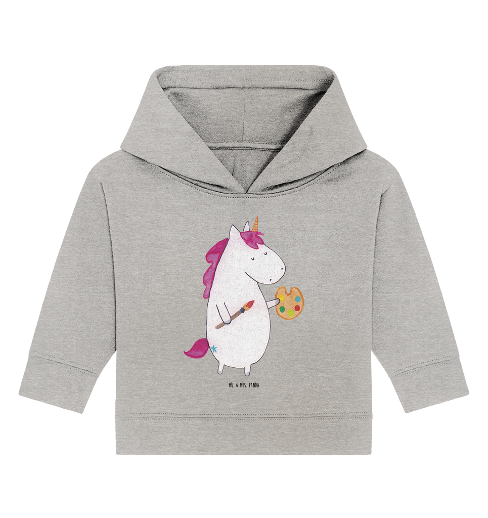 Organic Baby Hoodie Einhorn Künstler Bio, Baby Kapuzenshirt, Baby Kapuzensweatshirt, Baby Hoodie, Baby Pullover, Einhorn, Einhörner, Einhorn Deko, Pegasus, Unicorn, Englisch, Künstler, Artist, Malen, Zeichnen, Welt, Farbe, Stift, Pinsel, Geschenk, Maler