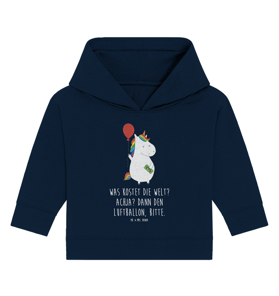 Organic Baby Hoodie Einhorn Luftballon Baby Kapuzenshirt, Baby Kapuzensweatshirt, Baby Hoodie, Baby Pullover, Einhorn, Einhörner, Einhorn Deko, Pegasus, Unicorn, Luftballon, Geld, Lebenslust, Freude, Geschenk, Freundin