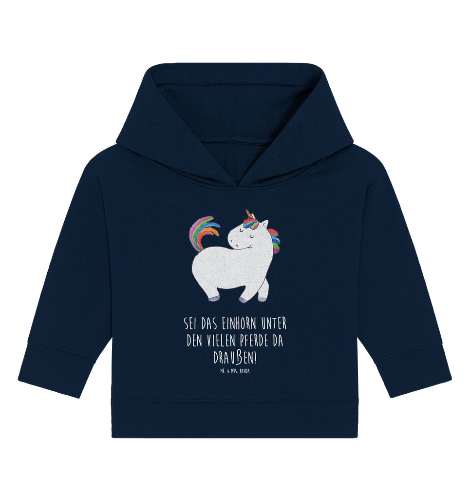 Organic Baby Hoodie Einhorn stolzierend Baby Kapuzenshirt, Baby Kapuzensweatshirt, Baby Hoodie, Baby Pullover, Einhorn, Einhörner, Einhorn Deko, Pegasus, Unicorn, stolz, anders, bunt, Pferd, Reiter, Reiten, Freundin, Geschenk