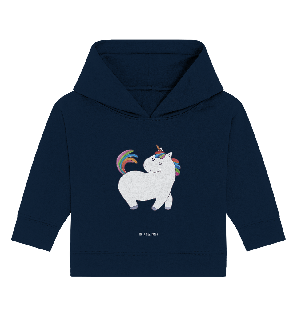 Organic Baby Hoodie Einhorn stolzierend Baby Kapuzenshirt, Baby Kapuzensweatshirt, Baby Hoodie, Baby Pullover, Einhorn, Einhörner, Einhorn Deko, Pegasus, Unicorn, stolz, anders, bunt, Pferd, Reiter, Reiten, Freundin, Geschenk