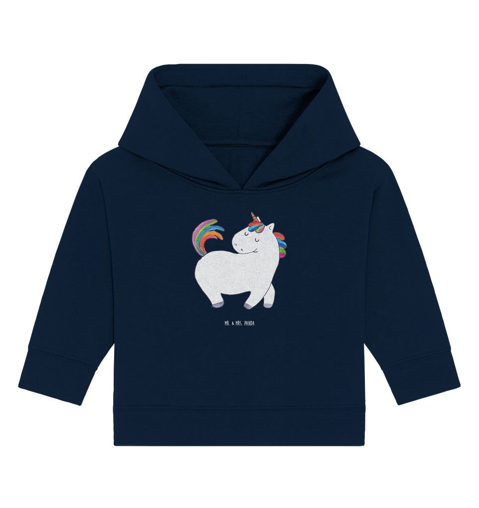 Organic Baby Hoodie Einhorn stolzierend Baby Kapuzenshirt, Baby Kapuzensweatshirt, Baby Hoodie, Baby Pullover, Einhorn, Einhörner, Einhorn Deko, Pegasus, Unicorn, stolz, anders, bunt, Pferd, Reiter, Reiten, Freundin, Geschenk
