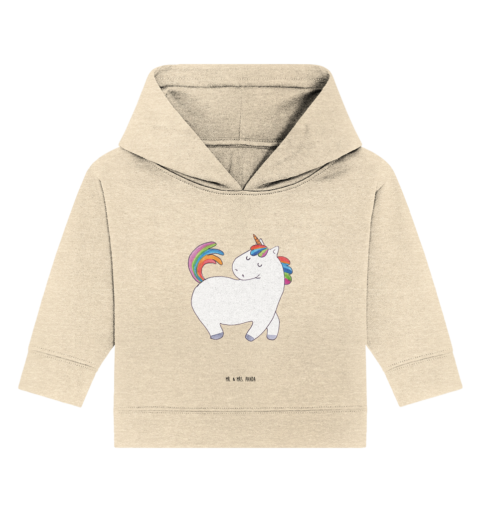 Organic Baby Hoodie Einhorn stolzierend Baby Kapuzenshirt, Baby Kapuzensweatshirt, Baby Hoodie, Baby Pullover, Einhorn, Einhörner, Einhorn Deko, Pegasus, Unicorn, stolz, anders, bunt, Pferd, Reiter, Reiten, Freundin, Geschenk