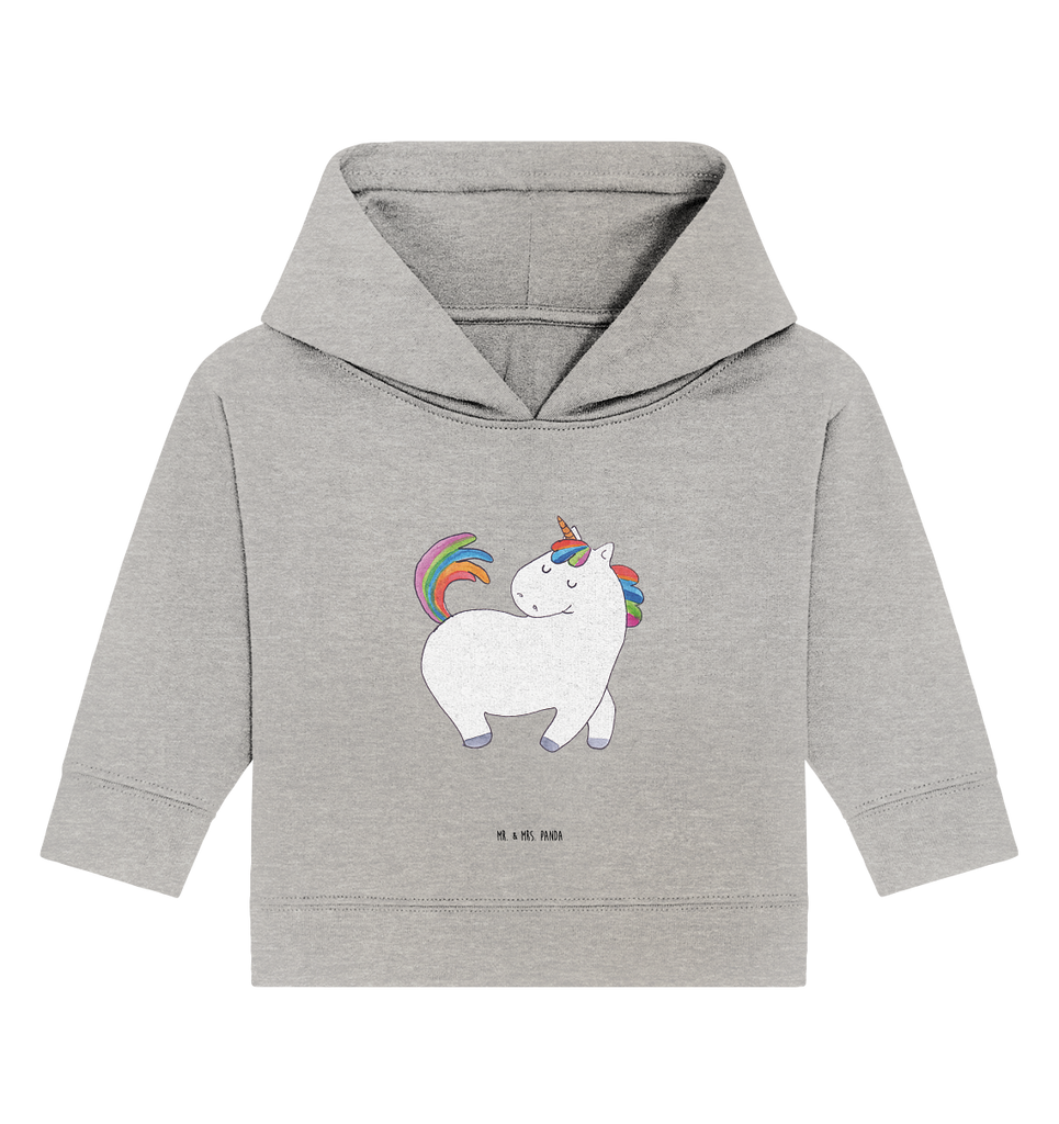 Organic Baby Hoodie Einhorn stolzierend Baby Kapuzenshirt, Baby Kapuzensweatshirt, Baby Hoodie, Baby Pullover, Einhorn, Einhörner, Einhorn Deko, Pegasus, Unicorn, stolz, anders, bunt, Pferd, Reiter, Reiten, Freundin, Geschenk