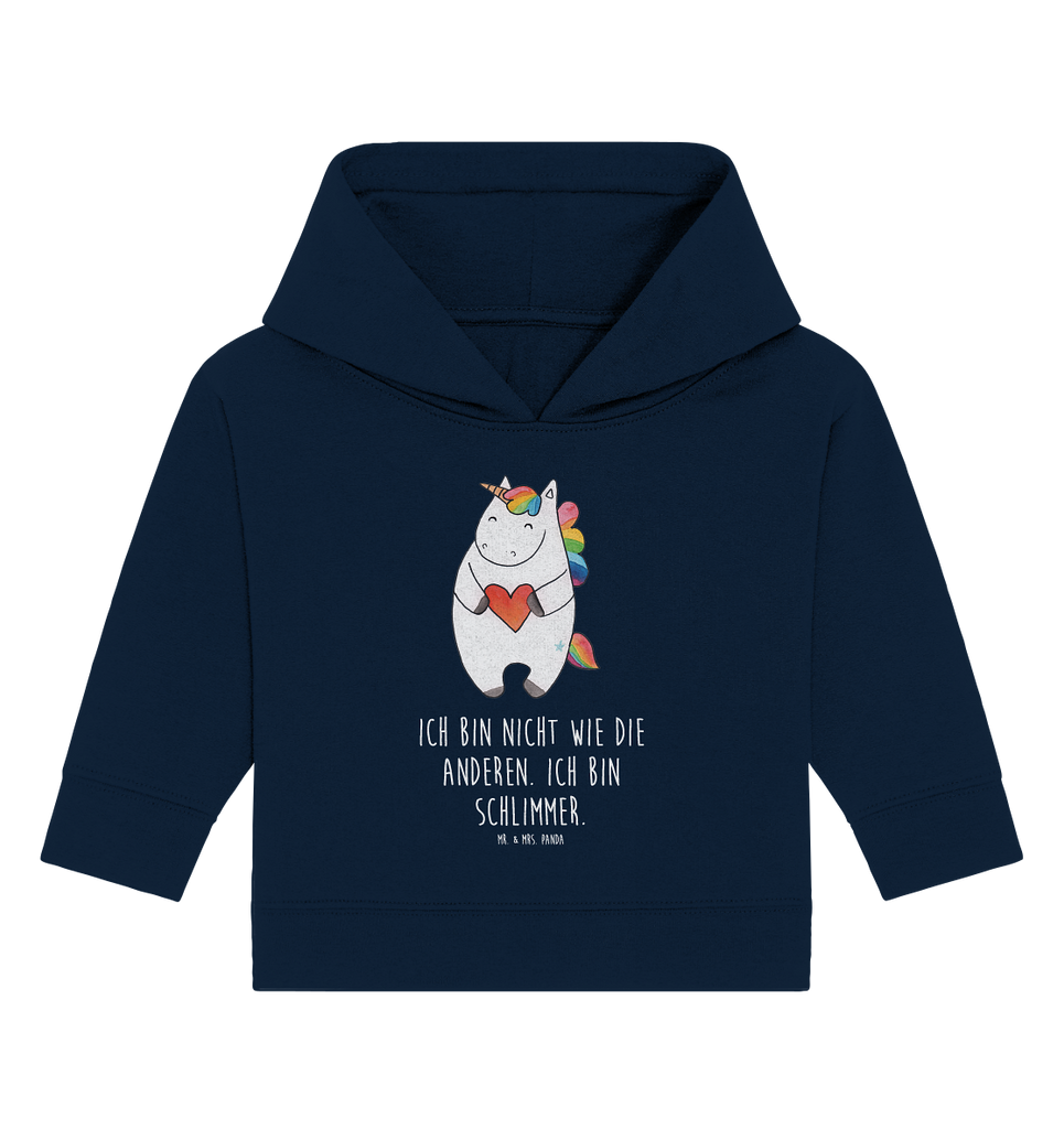 Organic Baby Hoodie Einhorn Herz Baby Kapuzenshirt, Baby Kapuzensweatshirt, Baby Hoodie, Baby Pullover, Einhorn, Einhörner, Einhorn Deko, Pegasus, Unicorn, Herz, schlimm, böse, witzig, lustig, Freundin, anders, bunt