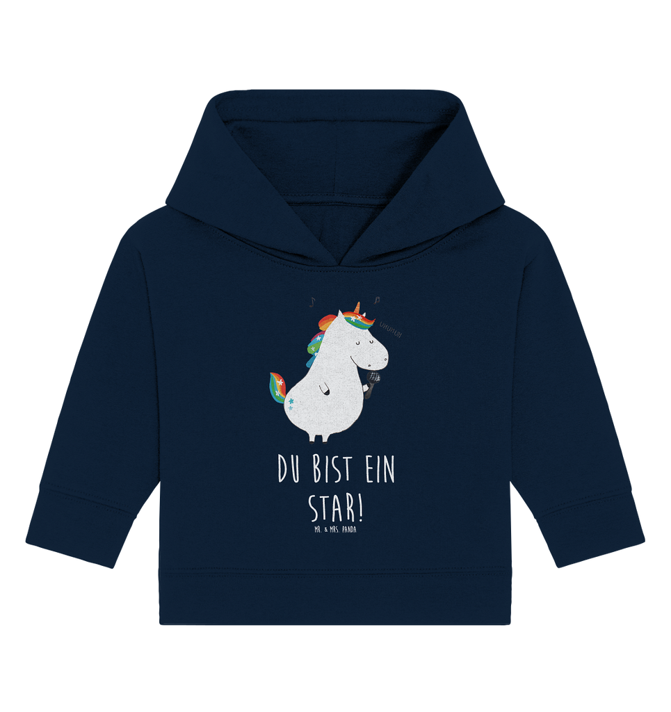 Organic Baby Hoodie Einhorn Sänger Baby Kapuzenshirt, Baby Kapuzensweatshirt, Baby Hoodie, Baby Pullover, Einhorn, Einhörner, Einhorn Deko, Pegasus, Unicorn, Glitzer, Konfetti, Party, Geburtstag, Feier, Fest, Disco, Sängerin, Sänger, Freundin