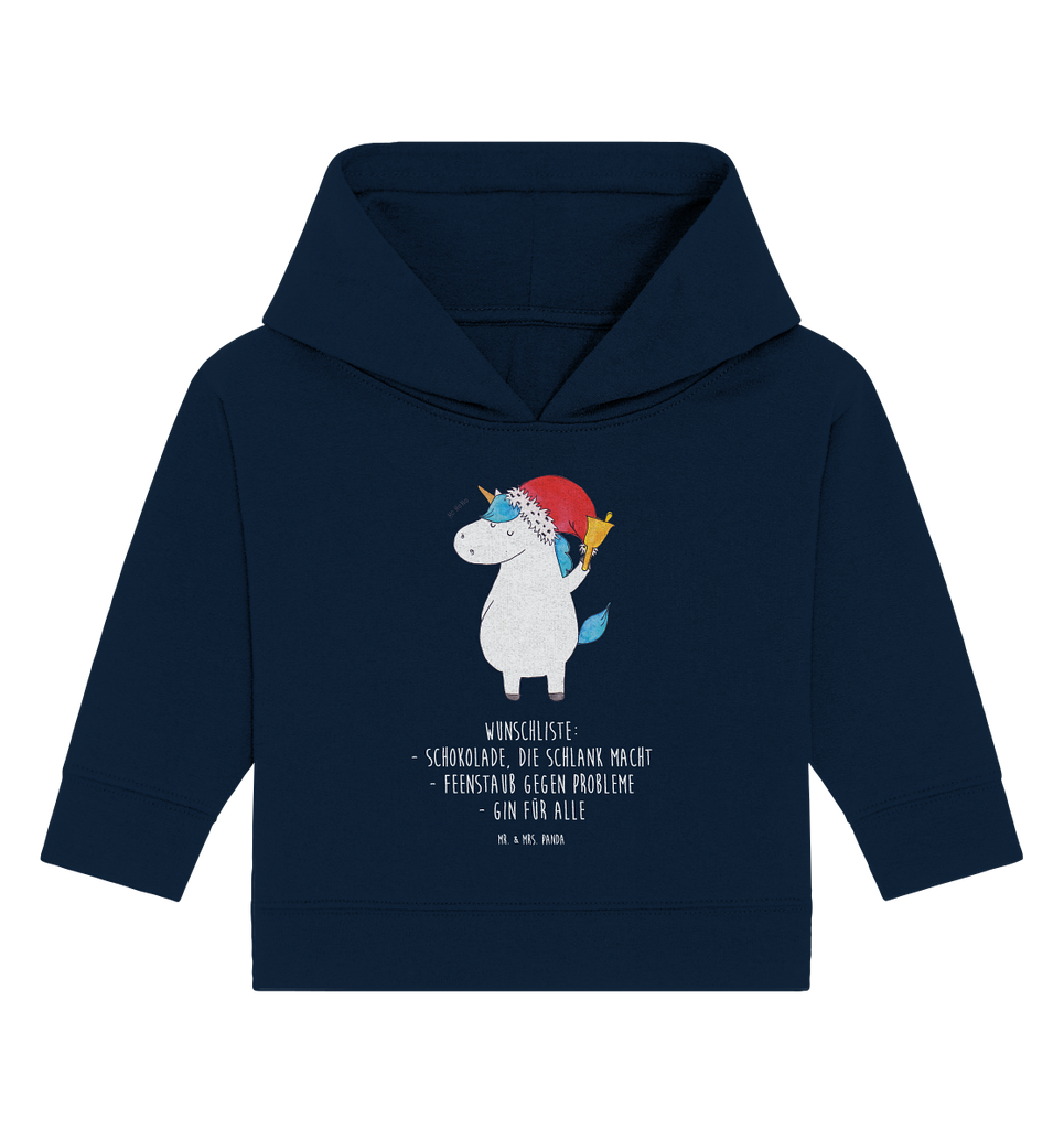 Organic Baby Hoodie Einhorn Weihnachtsmann Baby Kapuzenshirt, Baby Kapuzensweatshirt, Baby Hoodie, Baby Pullover, Einhorn, Einhörner, Einhorn Deko, Pegasus, Unicorn, Gin, Schokolade, Schoki, Weihnachten, Weihnachtsmann, Nikolaus, Wunschzettel, Wunschliste, Feenstaub