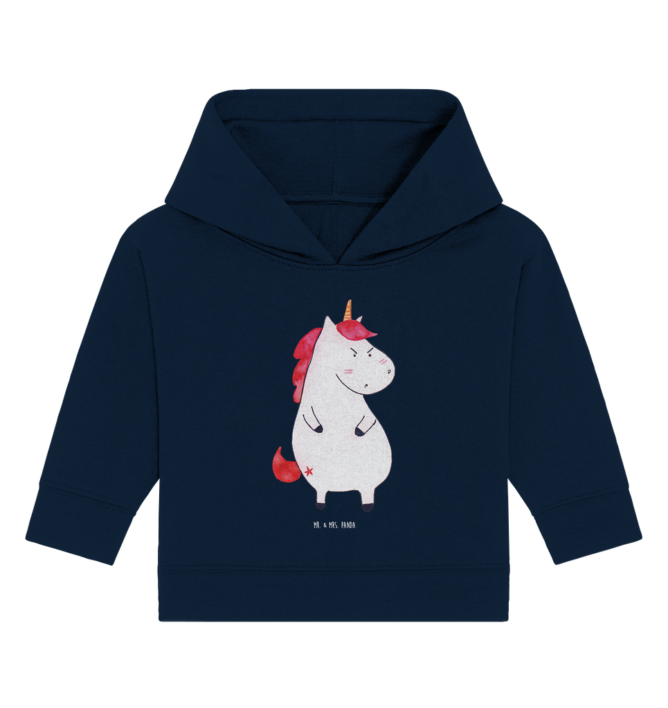 Organic Baby Hoodie Einhorn wütend Baby Kapuzenshirt, Baby Kapuzensweatshirt, Baby Hoodie, Baby Pullover, Einhorn, Einhörner, Einhorn Deko, Pegasus, Unicorn, Realität, Ansage, lustlos, nein, Büro, Arbeit, wütend, dumme Fragen, lustig, Spaß, Geschenk