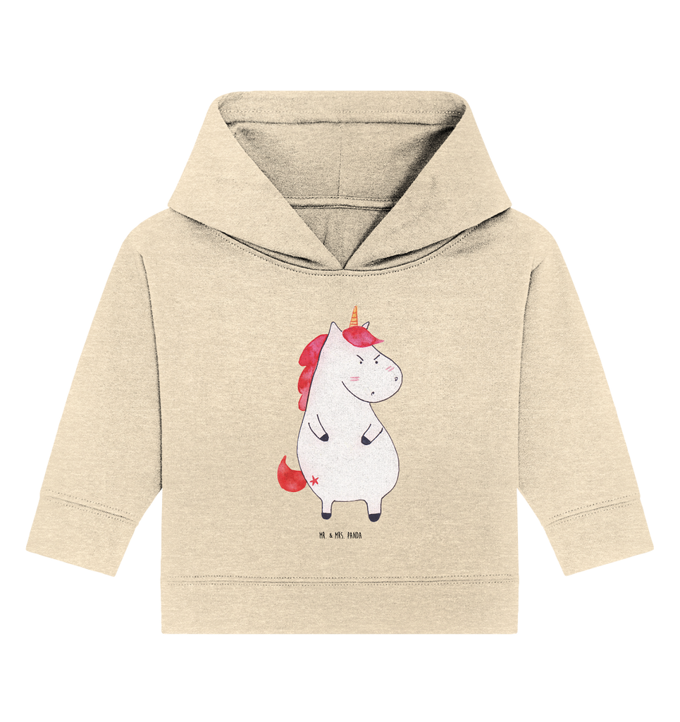 Organic Baby Hoodie Einhorn wütend Baby Kapuzenshirt, Baby Kapuzensweatshirt, Baby Hoodie, Baby Pullover, Einhorn, Einhörner, Einhorn Deko, Pegasus, Unicorn, Realität, Ansage, lustlos, nein, Büro, Arbeit, wütend, dumme Fragen, lustig, Spaß, Geschenk