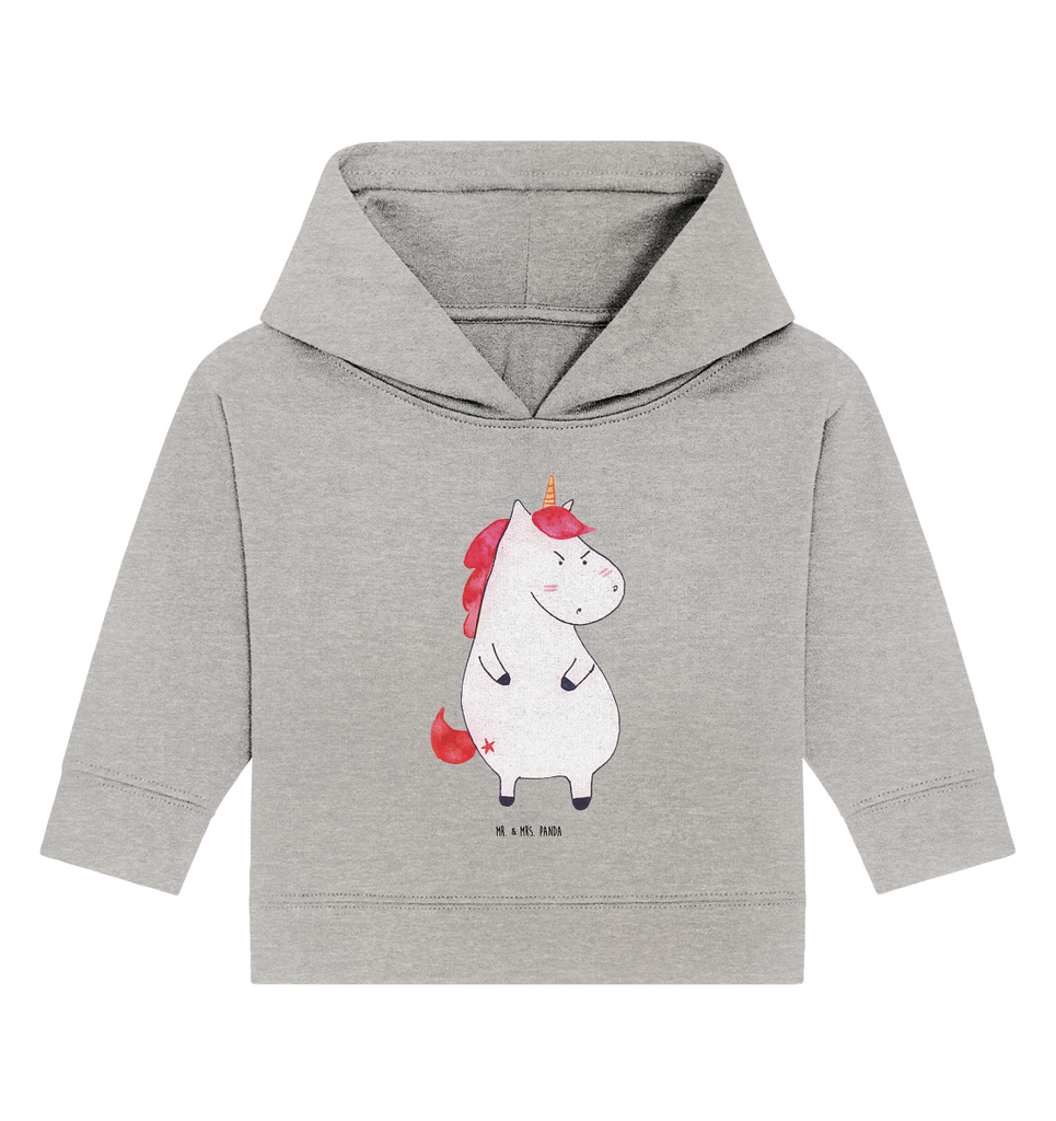 Organic Baby Hoodie Einhorn wütend Baby Kapuzenshirt, Baby Kapuzensweatshirt, Baby Hoodie, Baby Pullover, Einhorn, Einhörner, Einhorn Deko, Pegasus, Unicorn, Realität, Ansage, lustlos, nein, Büro, Arbeit, wütend, dumme Fragen, lustig, Spaß, Geschenk