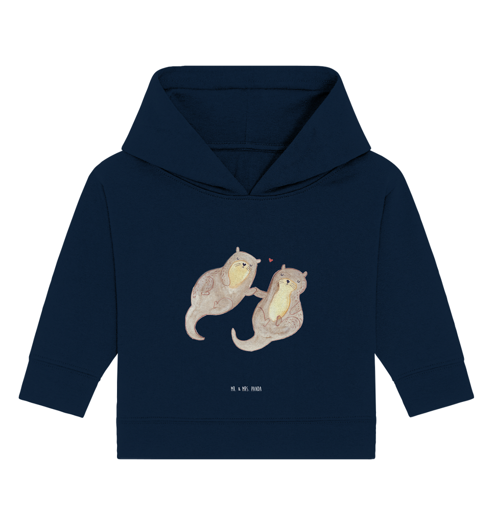 Organic Baby Hoodie Otter händchenhaltend Baby Kapuzenshirt, Baby Kapuzensweatshirt, Baby Hoodie, Baby Pullover, Otter, Fischotter, Seeotter, Otter Seeotter See Otter