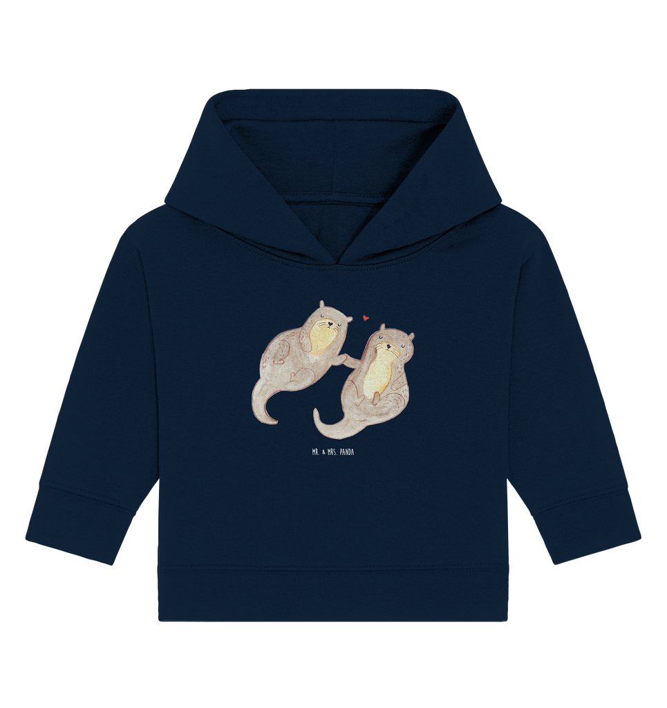 Organic Baby Hoodie Otter händchenhaltend Baby Kapuzenshirt, Baby Kapuzensweatshirt, Baby Hoodie, Baby Pullover, Otter, Fischotter, Seeotter, Otter Seeotter See Otter